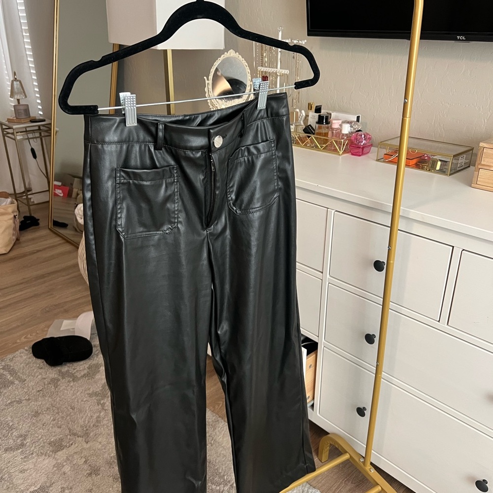 Black Faux Leather Pants